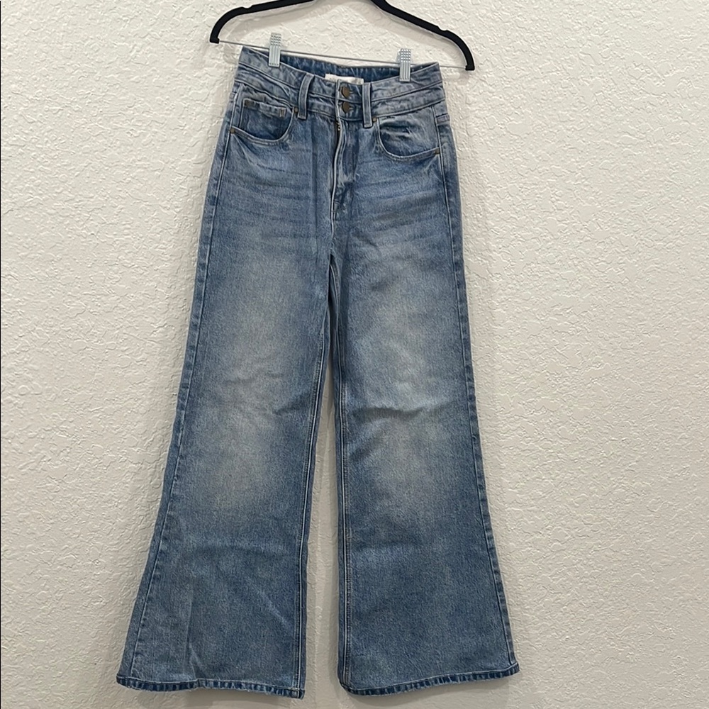 Altar’d State Blue Flare Wide Leg Jeans with Vintage Wash